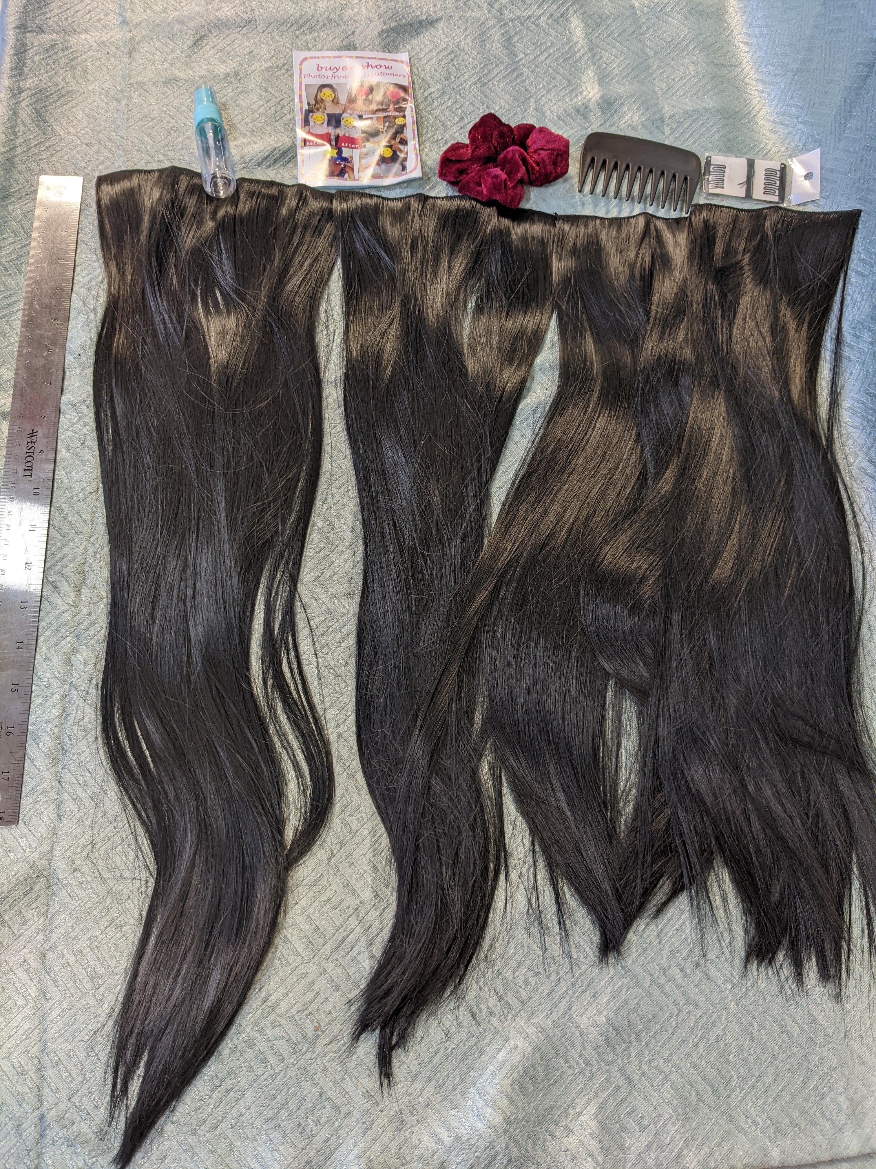 Reecho Synthetic Hair Extensions Black 4pcs Clip In 20,22,24" (7510299017454)